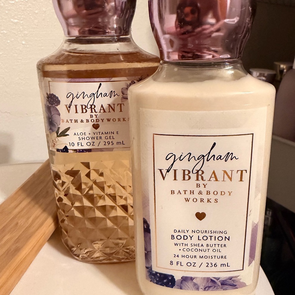 NEW Gingham Vibrant Shower Gel and Body Lotion Set Bath and body works